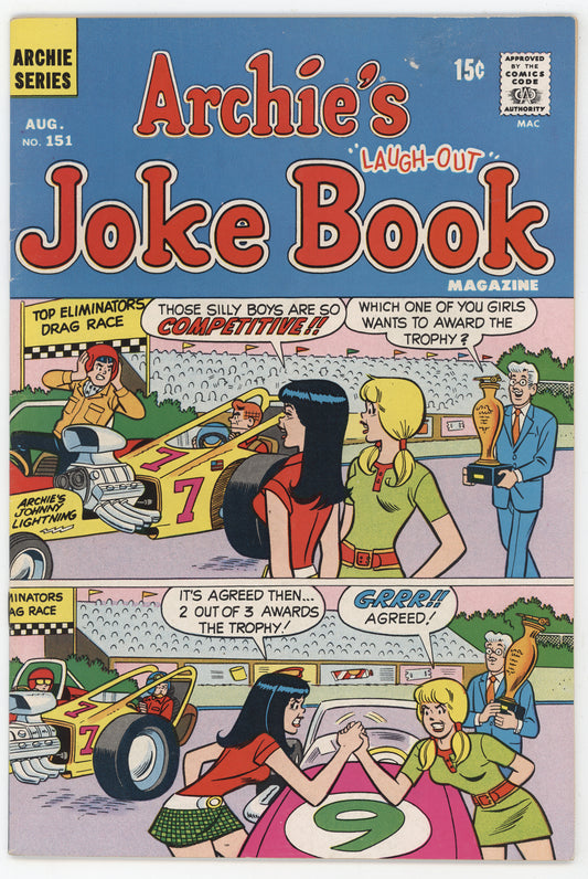 Archie's Joke Book 151 Archie 1970 FN VF Drag Race Car Betty Veronica Arm Wrestling GGA