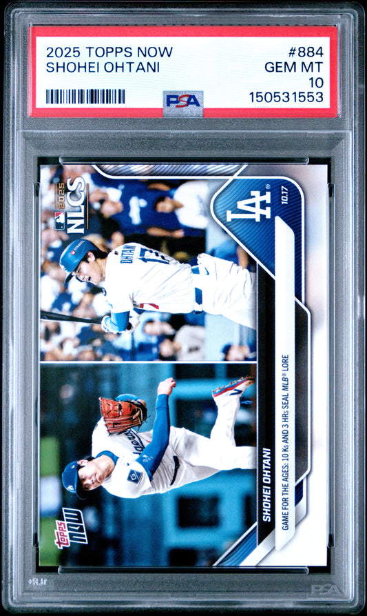 Graded 2025 Topps Now Shohei Ohtani #884 Baseball Card PSA 10 Gem Mint