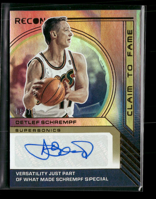 2022-23 Panini Recon Claim to Fame Auto Gold Detlef Schrempf #/10 #CFS-DSH - Golden Apple Comics