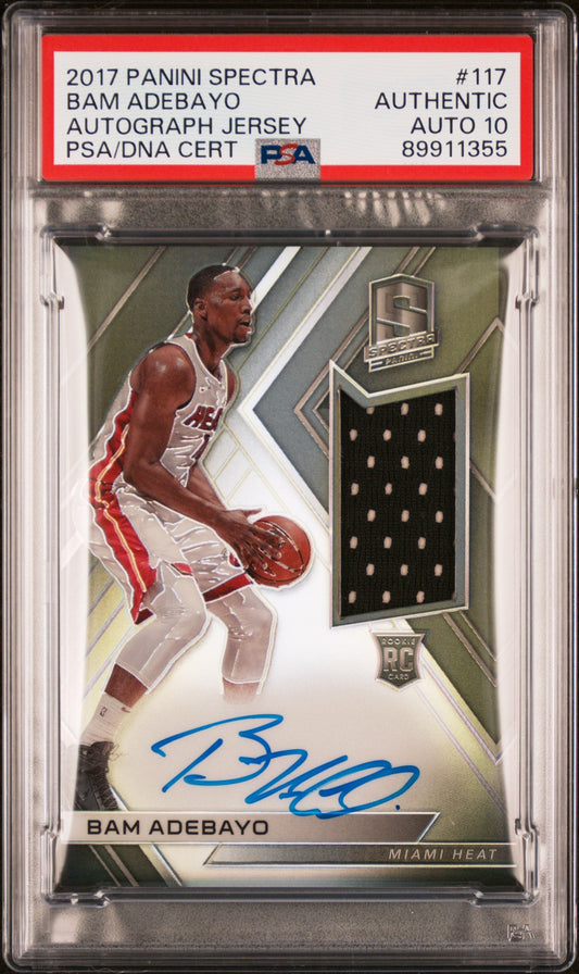 2017 Panini Spectra Autograph Jersey Bam Adebayo Authentic Auto PSA #117 - Golden Apple Comics