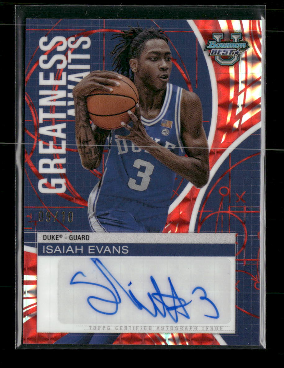 2024-25 Bowman's Best University Autographs Red Geometric Isaiah Evans #/10 Auto - Golden Apple Comics