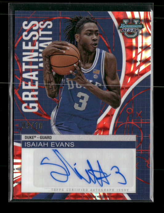 2024-25 Bowman's Best University Autographs Red Geometric Isaiah Evans #/10 Auto - Golden Apple Comics