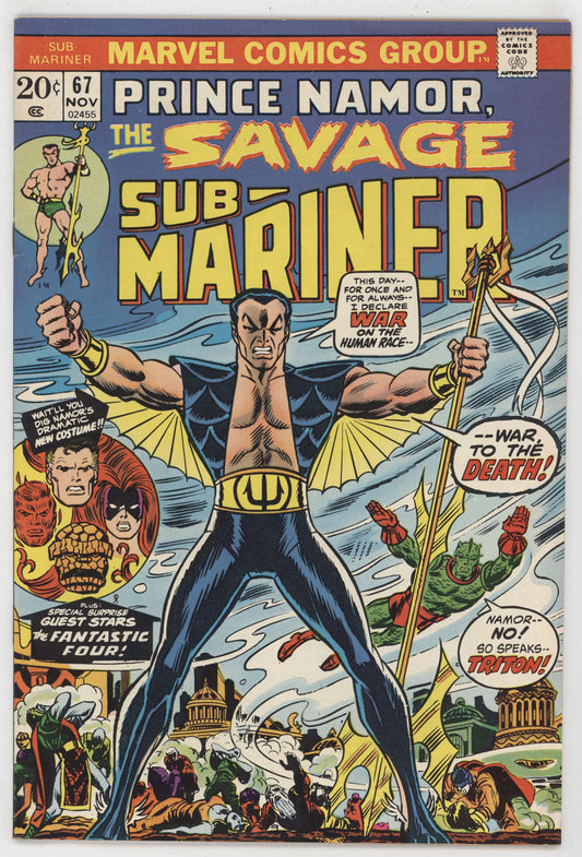 Savage Sub-Mariner 67 Marvel 1973 GD VG John Romita Namor Fantastic Four