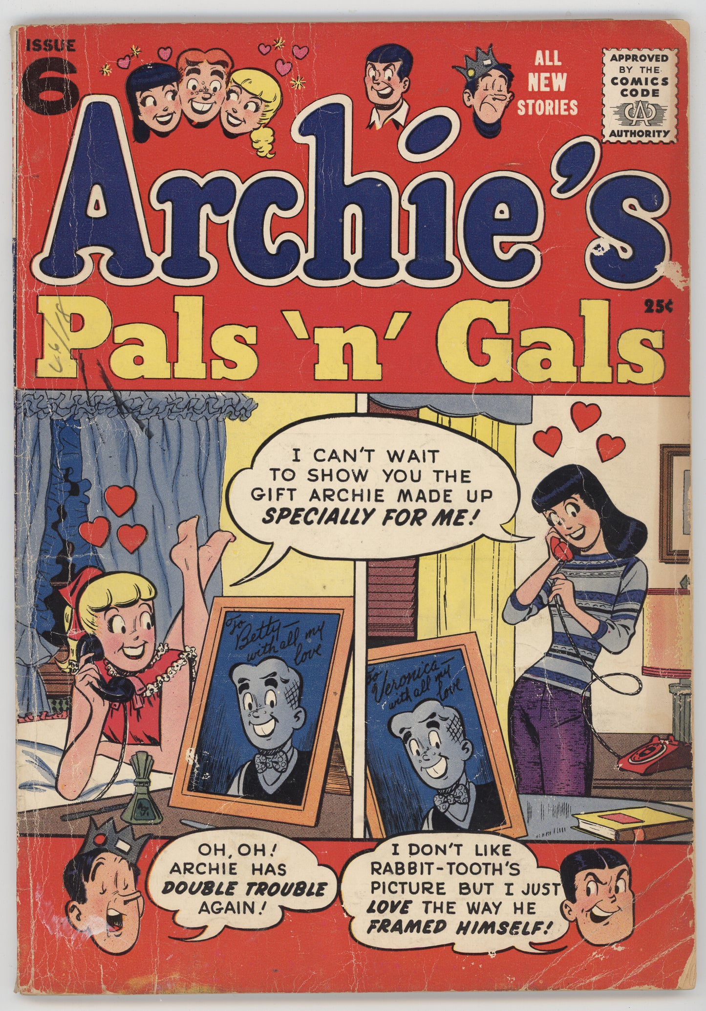 Archies Pals N Gals 6 Archie 1958 GD Betty Veronica GGA Jughead