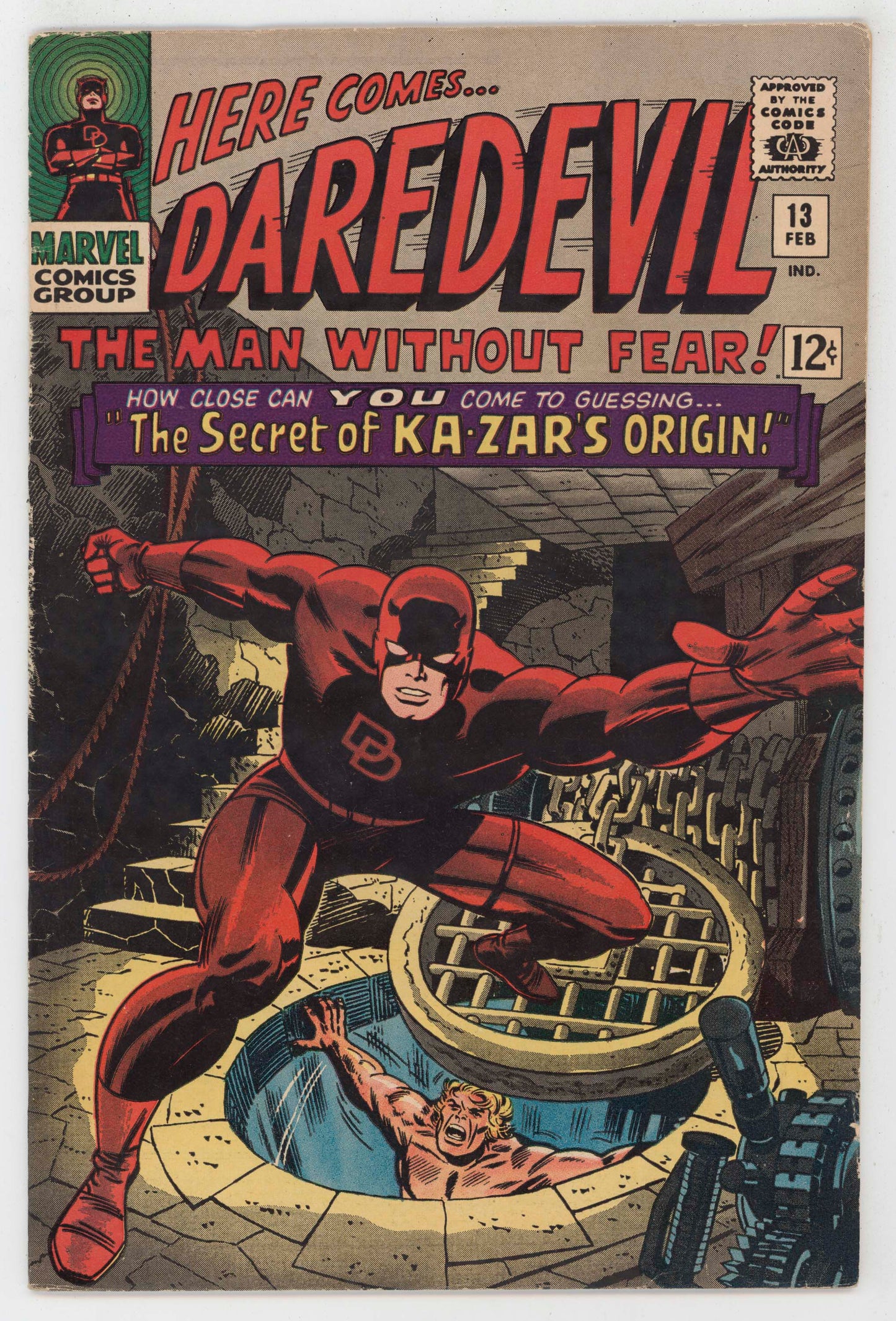 Daredevil 13 Marvel 1966 FN Ka-Zar Stan Lee Jack Kirby John Romita - Golden Apple Comics