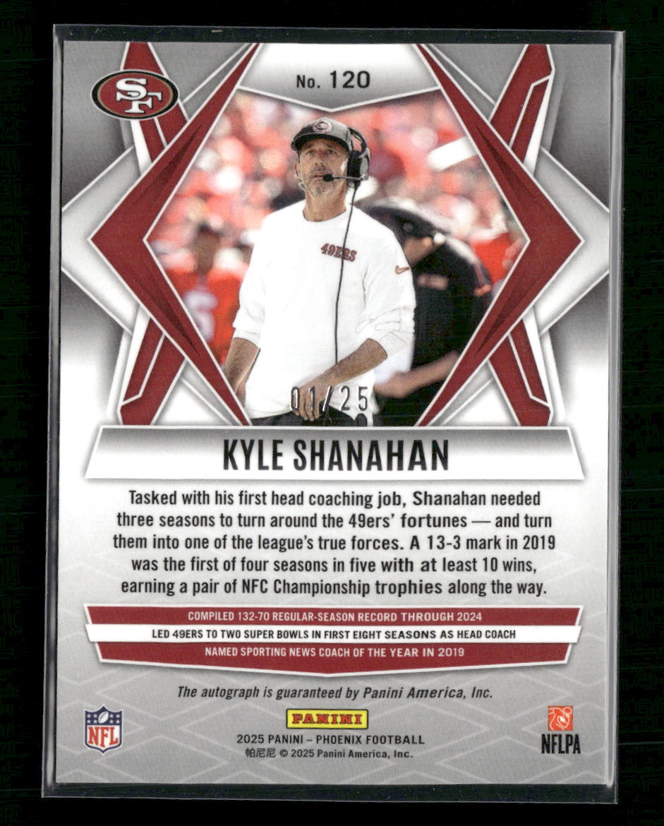 2025 Panini Phoenix Base Autographs Lazer Prizm Kyle Shanahan #/25 Auto #120 - Golden Apple Comics