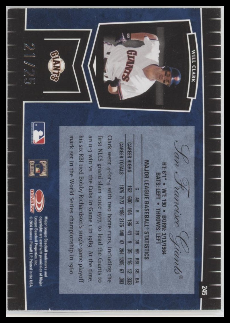 2004 Leaf Certified Cuts Marble Signature Blue Will Clark #/25 Auto #245 - Golden Apple Comics