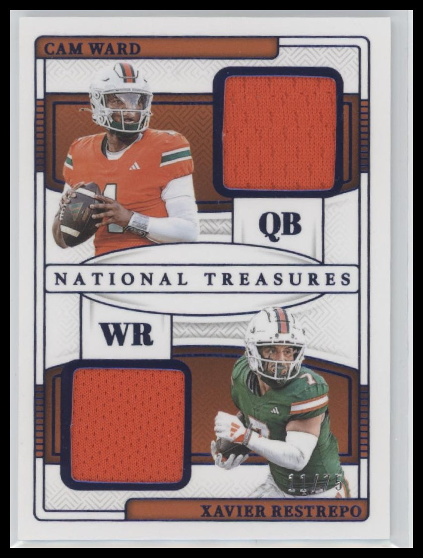 2025 Panini N.T. Dual Materials Blue Cam Ward / Xavier Restrepo #/75 #TDM-CWXR - Golden Apple Comics