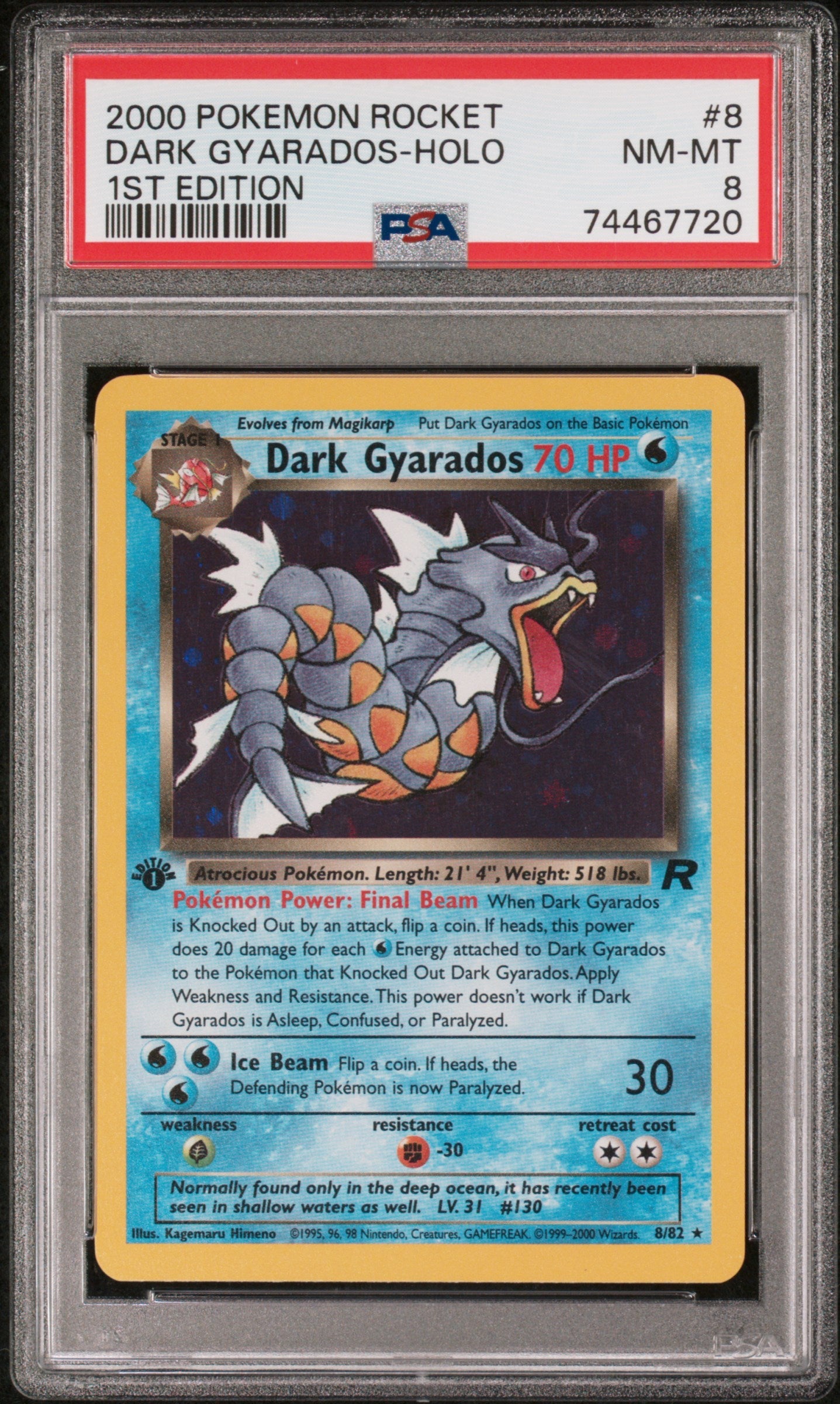 2000 Pokemon Rocket 1st Edition Dark Gyarados-Holo 8 PSA #8 - Golden Apple Comics