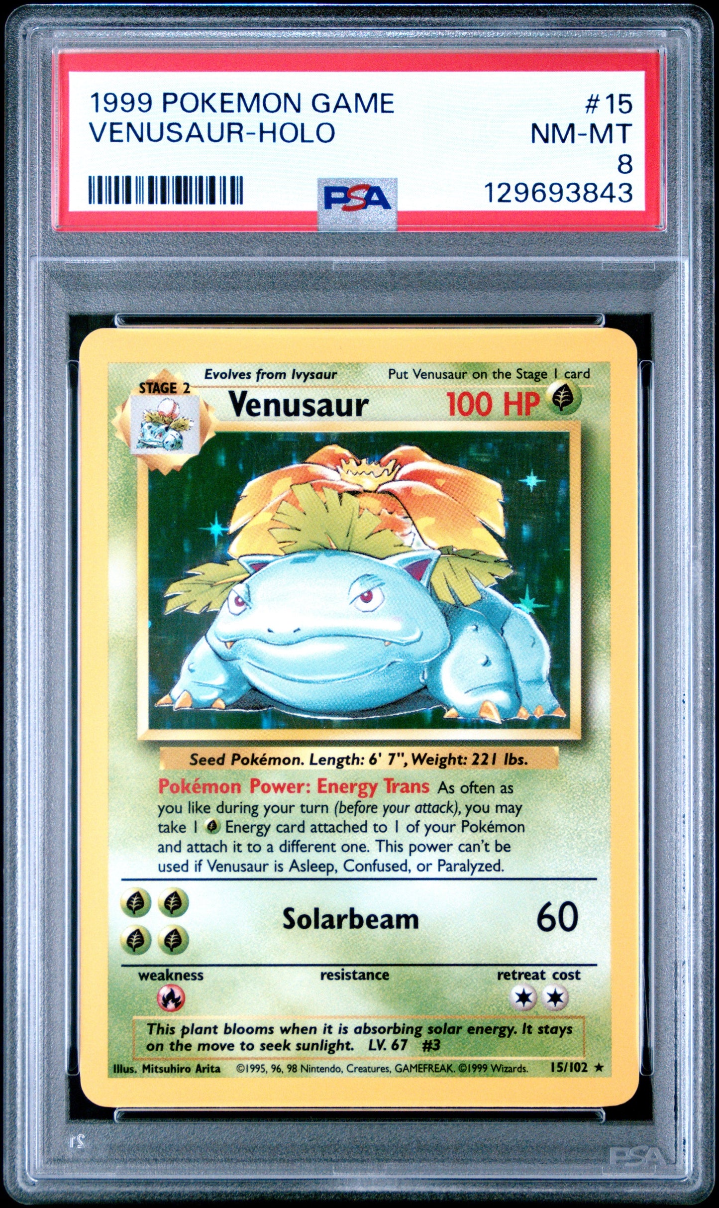1999 Pokemon Game Venusaur-Holo 8 PSA #15 - Golden Apple Comics