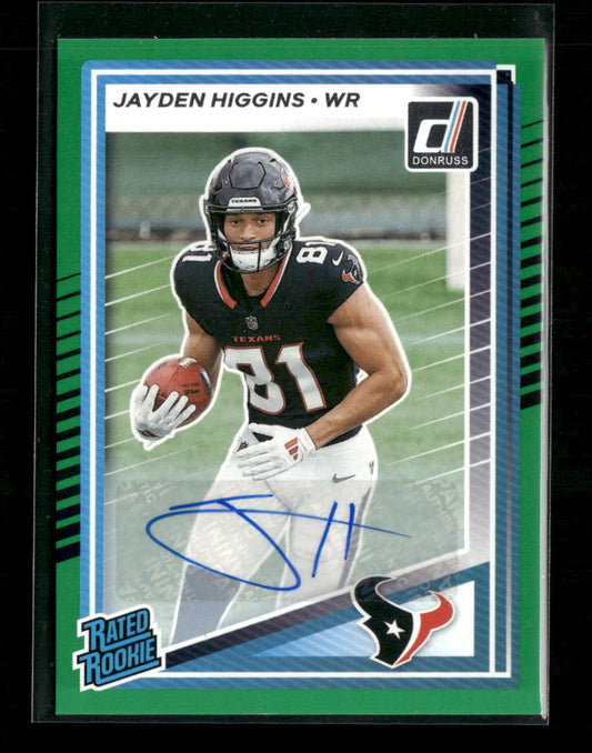 2025 Donruss Rated Rookies Autographs Green Jayden Higgins Rookie Auto #334 - Golden Apple Comics