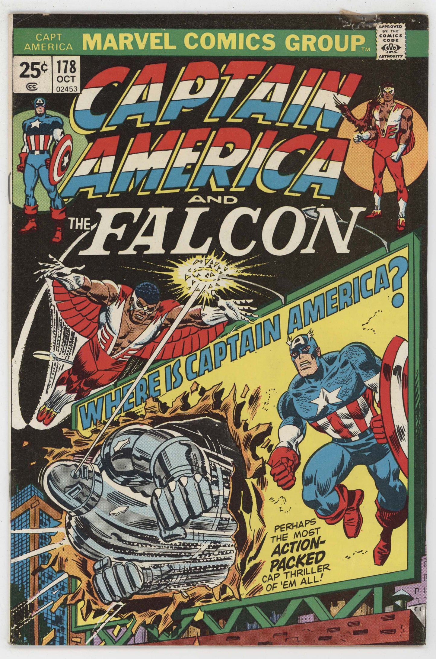 Captain America 178 Marvel 1974 VG Ron Wilson Steve Englehart Falcon Lucifer