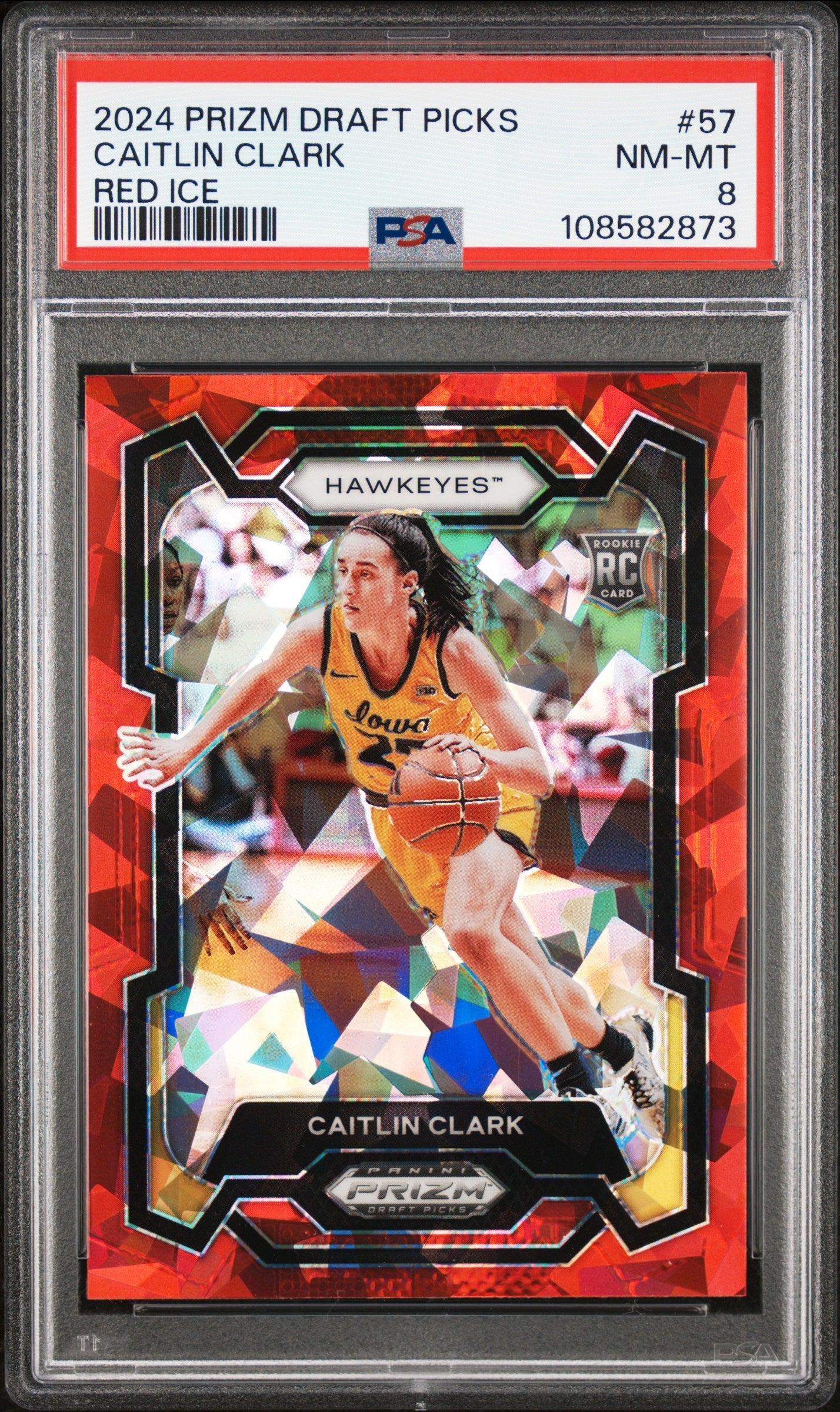 2024 Panini Prizm Draft Picks Red Ice Caitlin Clark 8 PSA #57 - Golden Apple Comics