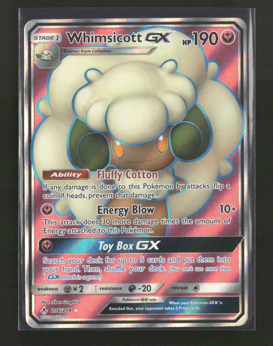 SM - Unbroken Bonds Whimsicott GX (Full Art) #206/214 - Golden Apple Comics