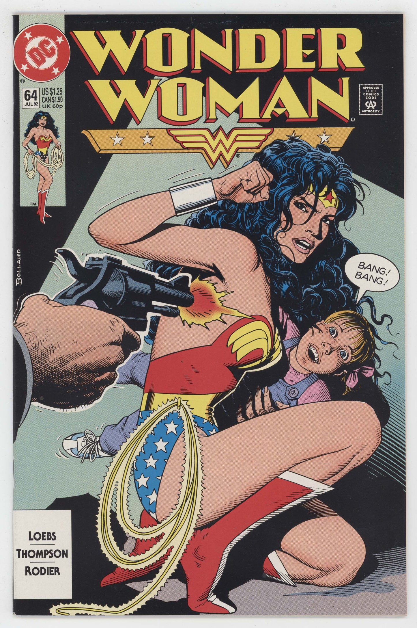 Wonder Woman 64 DC 1992 NM Brian Bolland Bang Bang GGA Pistol Whip