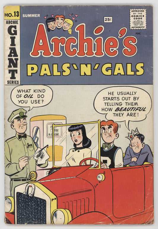 Archies Pals and Gals 13 Archie 1960 VG FN Veronica Jughead Oil Change GGA