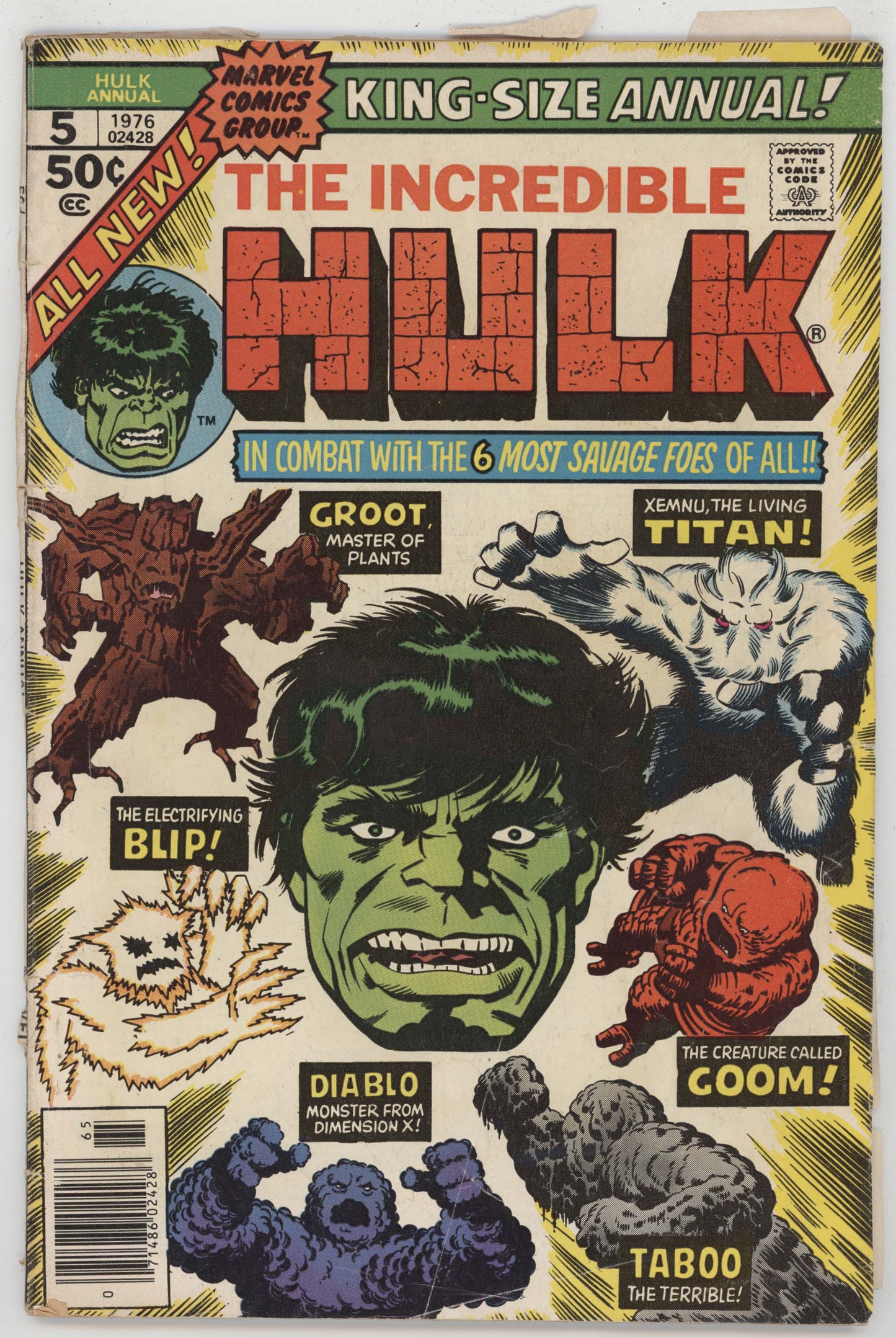 Incredible Hulk Annual 5 Marvel 1976 FR GD 2nd Groot Guardians Of The Galaxy