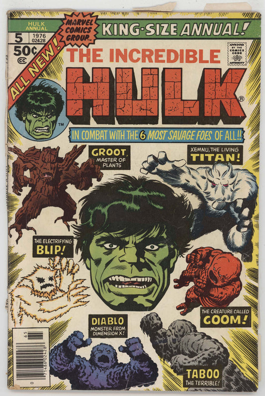 Incredible Hulk Annual 5 Marvel 1976 FR GD 2nd Groot Guardians Of The Galaxy