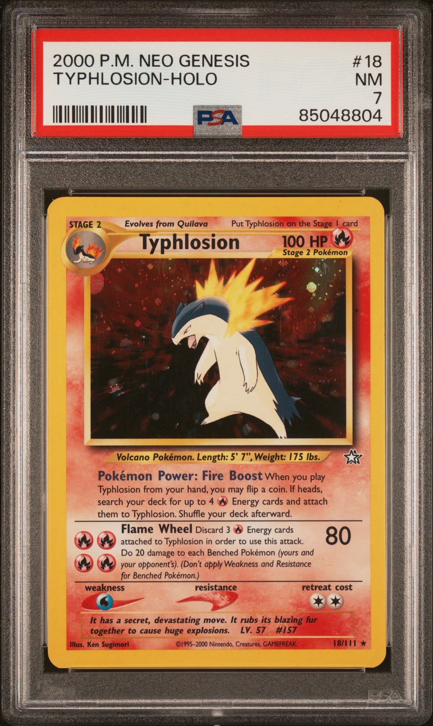 2000 Pokemon Neo Genesis Typhlosion-Holo 7 PSA #18 - Golden Apple Comics