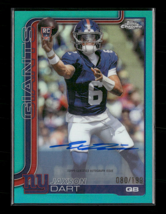 2025 Topps Chrome Rookie Autographs Aqua Refractor Jaxson Dart /199 #RA-JD - Golden Apple Comics