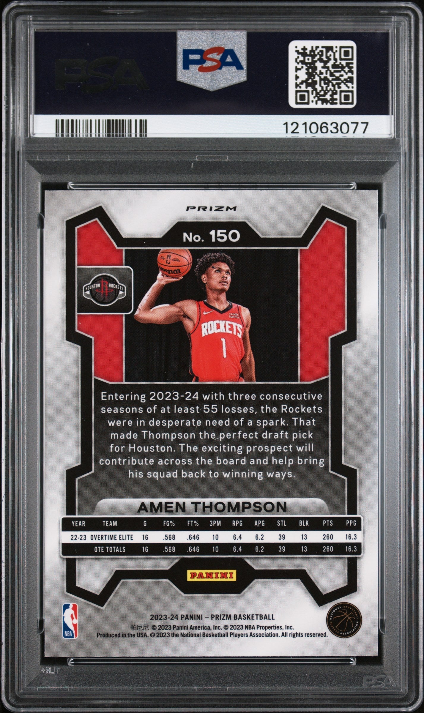 2023 Panini Prizm Silver Prizm Amen Thompson 9 PSA #150 - Golden Apple Comics
