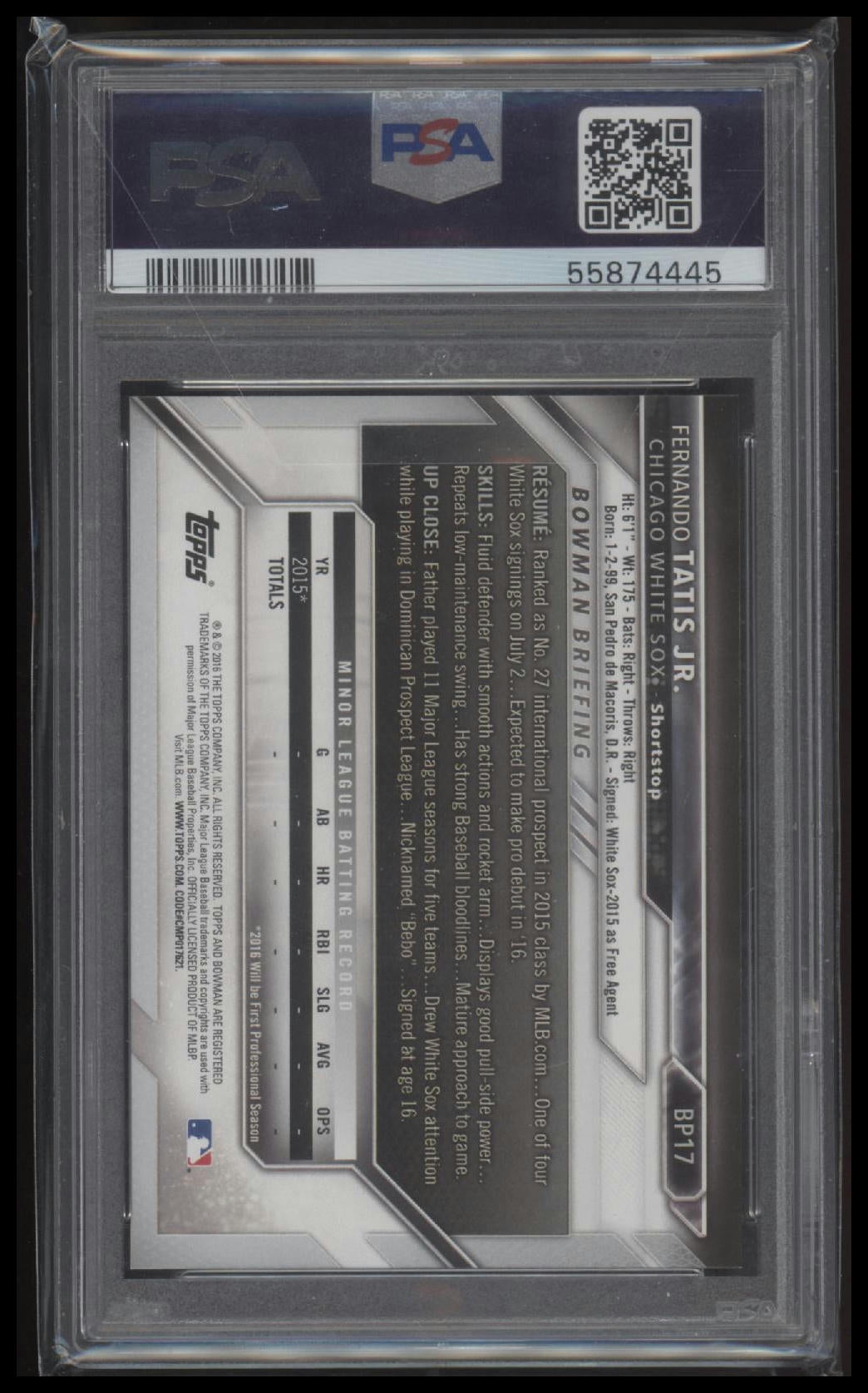 2016 Bowman Prospects Fernando Tatis Jr. 9 PSA #BP17 - Golden Apple Comics