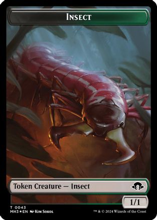 Insect (0043) (Ripple Foil) // Zombie Double-Sided Token (MH3-43 // 21) - Modern Horizons 3 Foil