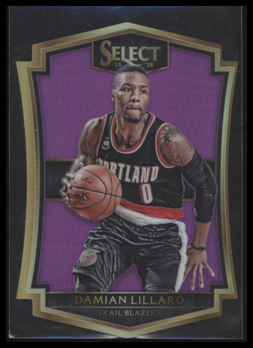 2015-16 Panini Select Premier Level Purple Prizm Die Cut Damian Lillard #/99 - Golden Apple Comics