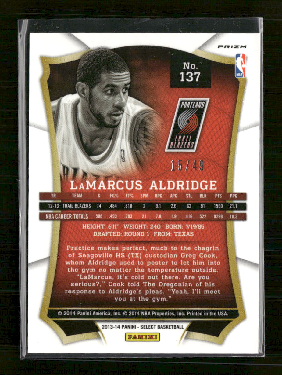 2013-14 Panini Select Prizms Blue LaMarcus Aldridge #/49 #137 - Golden Apple Comics
