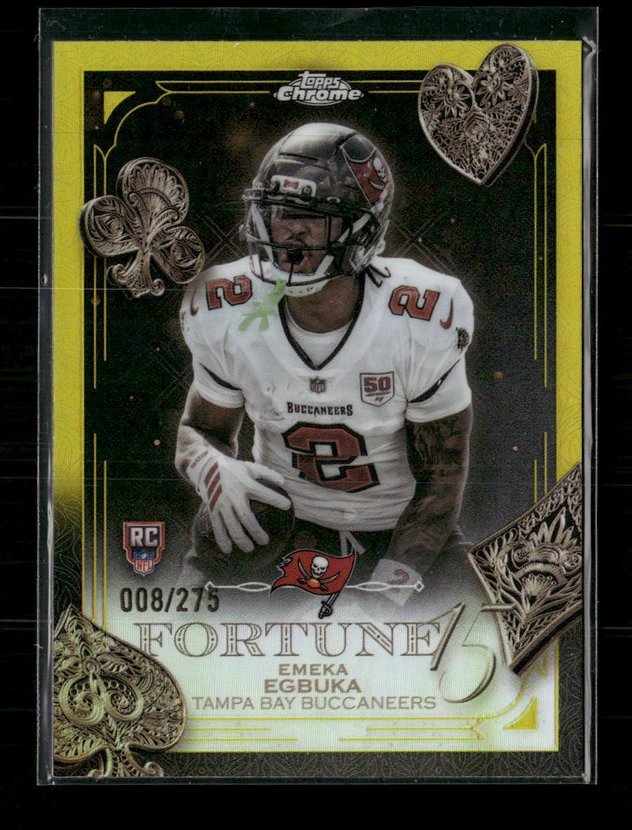 2025 Topps Chrome Fortune 15 Yellow Refractor Emeka Egbuka #/275 #F15-21 - Golden Apple Comics