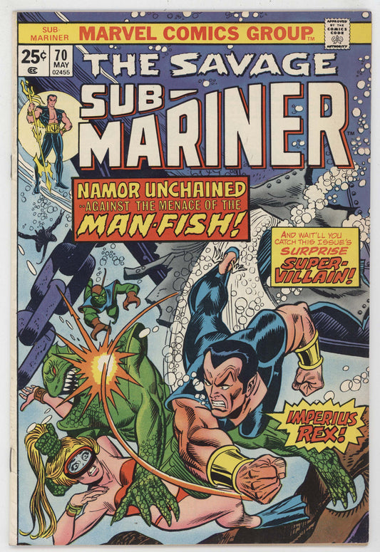 Savage Sub-Mariner 70 Marvel 1974 VG Gil Kane Marv Wolfman Namor Namorita