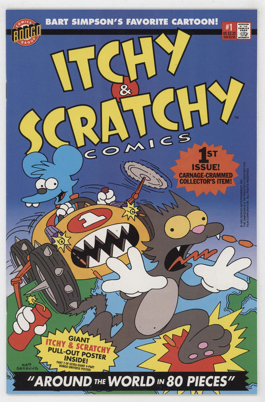 Itchy And Scratchy Comics 1 Bongo 1993 NM Simpsons Poster Bill Morrison