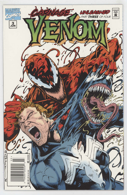 Venom Carnage Unleashed 3 Marvel 1995 VF Larry Hama Andrew Wildman Newsstand