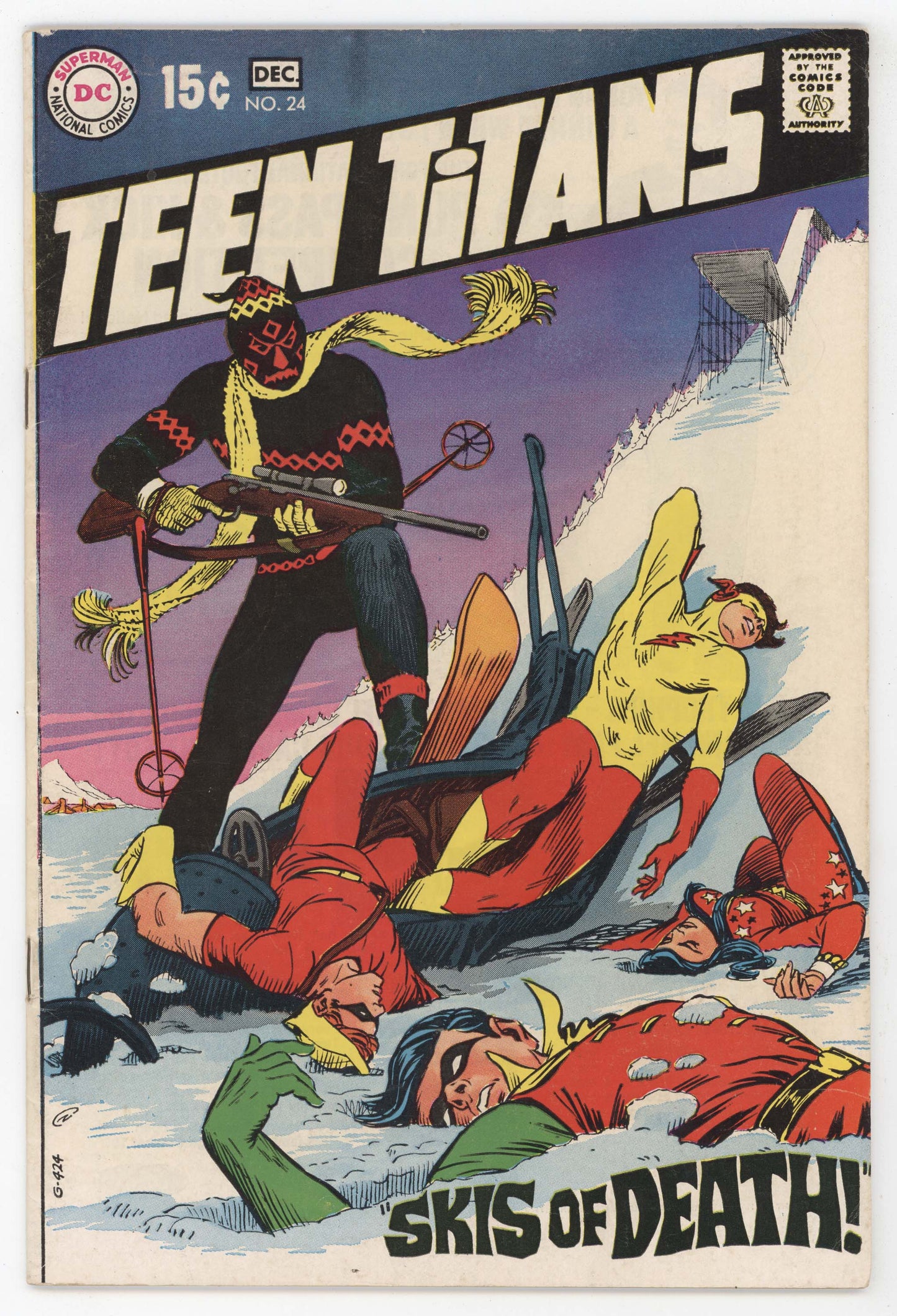 Teen Titans 24 DC 1969 FN VF Nick Cardy Kid Flash Wonder Girl Skiing