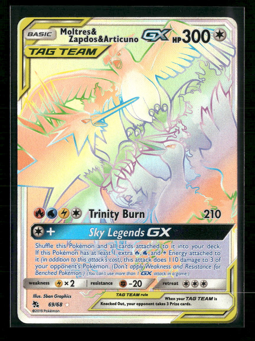 Hidden Fates Moltres & Zapdos & Articuno GX (Secret) #69/68 - Golden Apple Comics