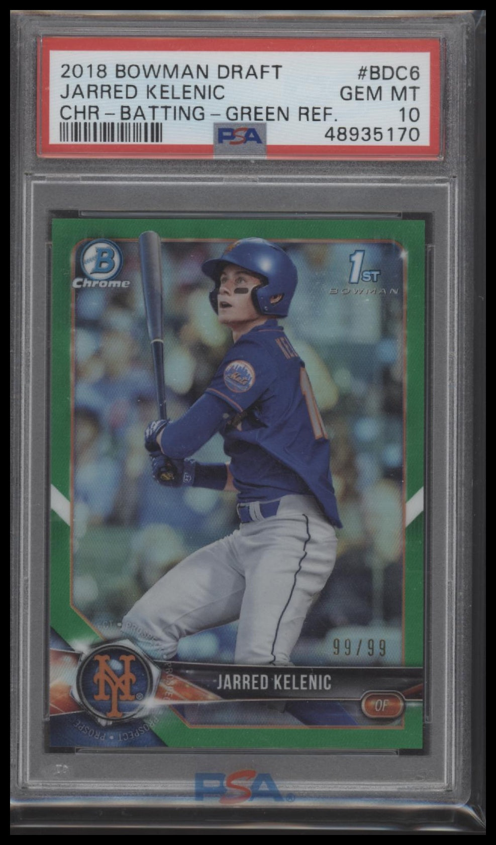 2018 Bowman Draft Chr-Batting-Green Ref. Jarred Kelenic 10 PSA #BDC6 - Golden Apple Comics