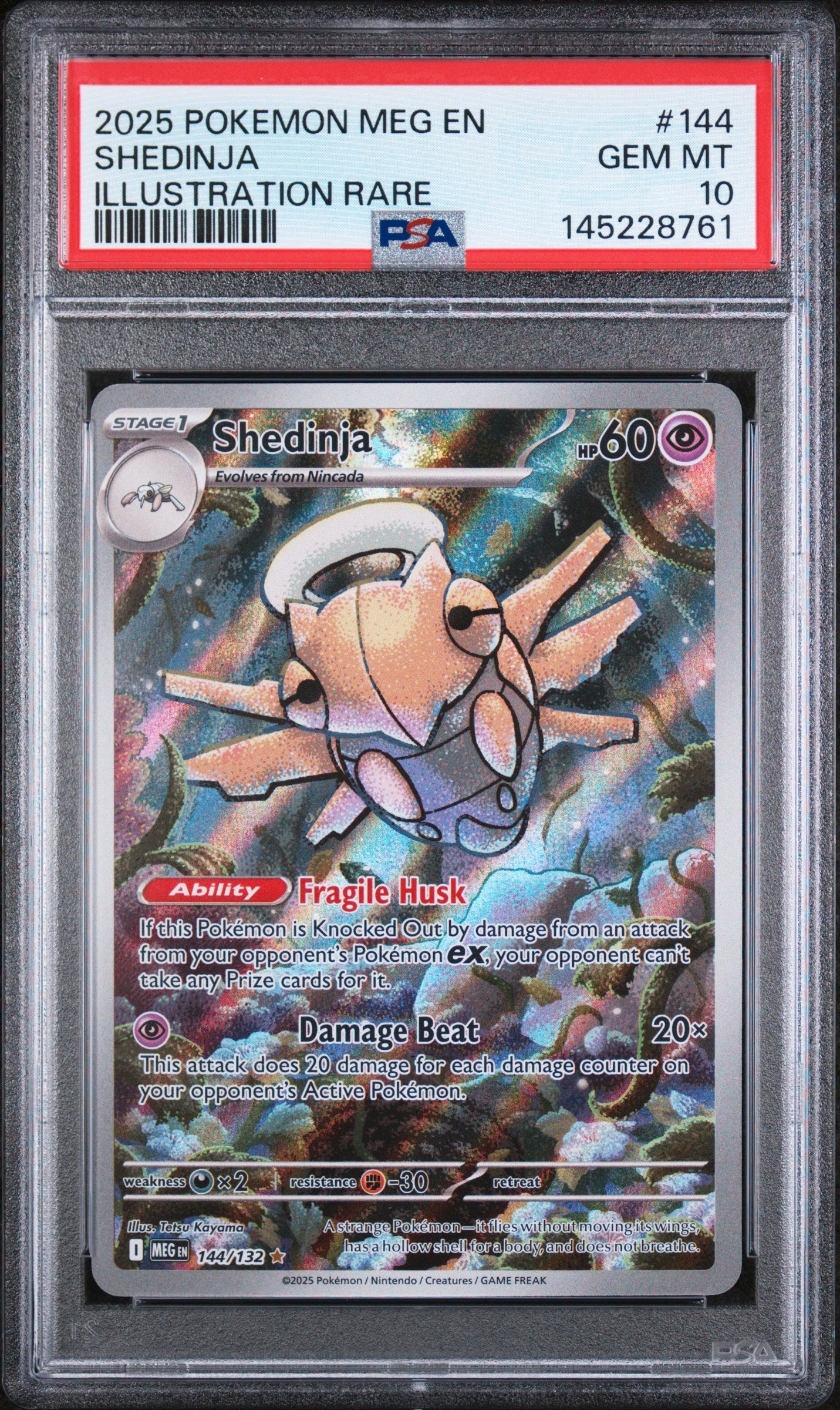 2025 Pokemon Meg En-Mega Evolution Illustration Rare Shedinja 10 PSA #144 - Golden Apple Comics