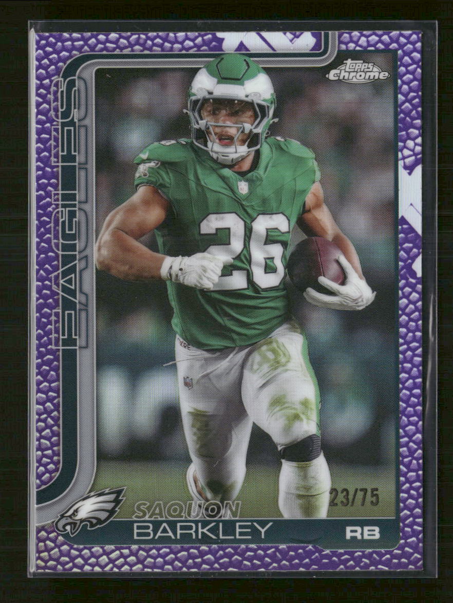2025 Topps Chrome Football Leather Purple Saquon Barkley #/75 #248 - Golden Apple Comics
