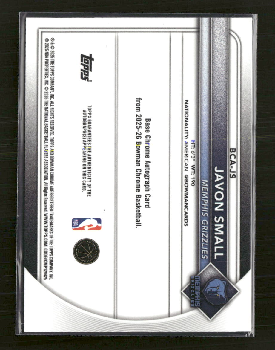 2025-26 Bowman Chrome Autographs Javon Small Auto #BCA-JS - Golden Apple Comics