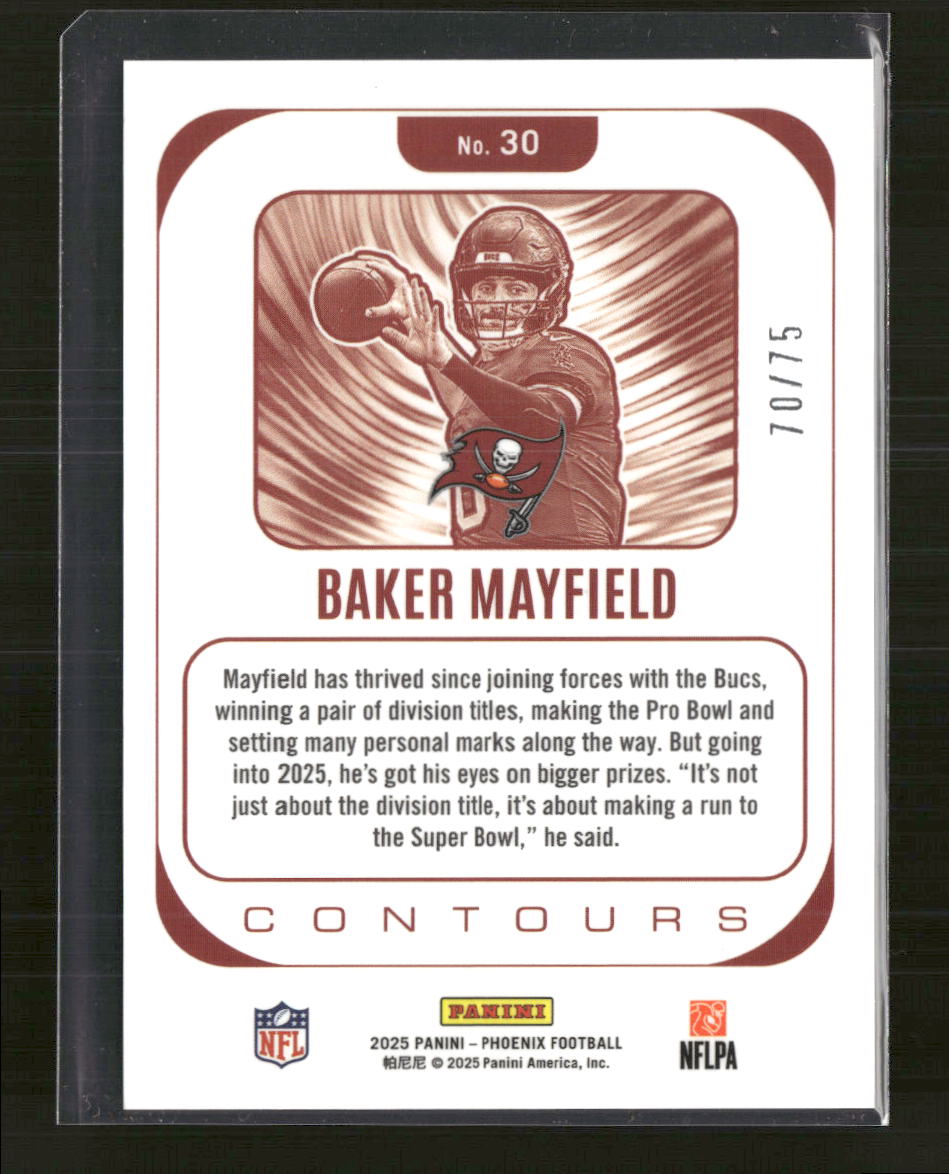 2025 Panini Phoenix Contours Silver Mojo Prizm Baker Mayfield #/75 #30 - Golden Apple Comics