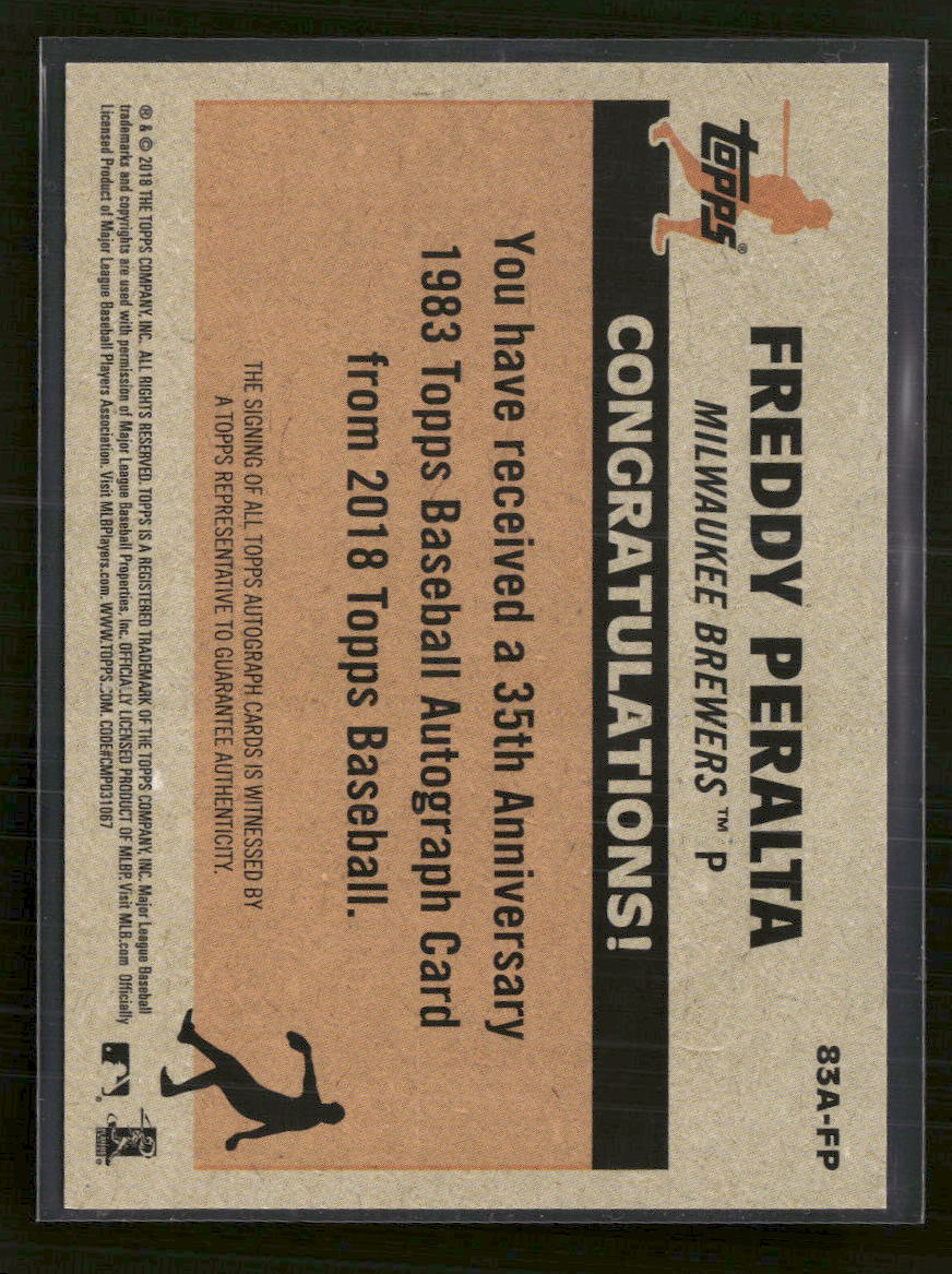 2018 Topps Update 1983 Topps Autographs Freddy Peralta Auto #83A-FP - Golden Apple Comics
