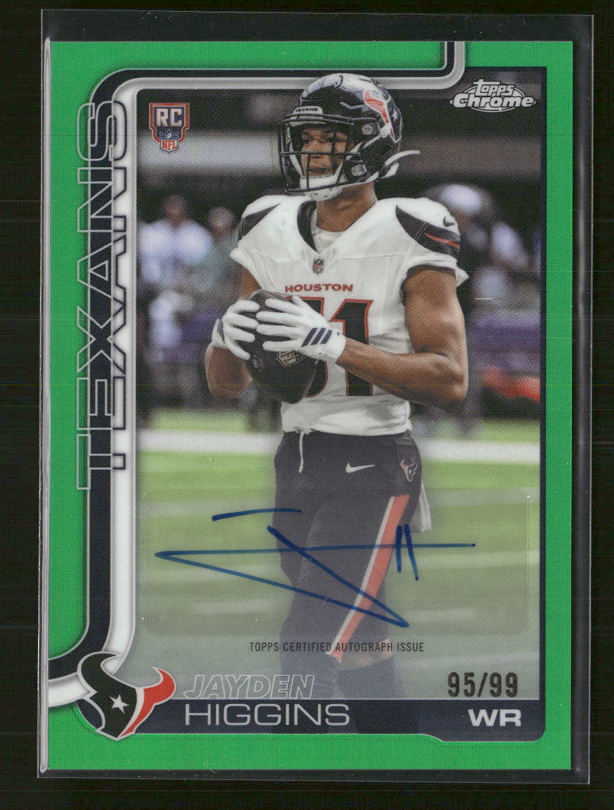 2025 Topps Chrome Rookie Auto Green Refractor Jayden Higgins #/99 #RA-JHI - Golden Apple Comics