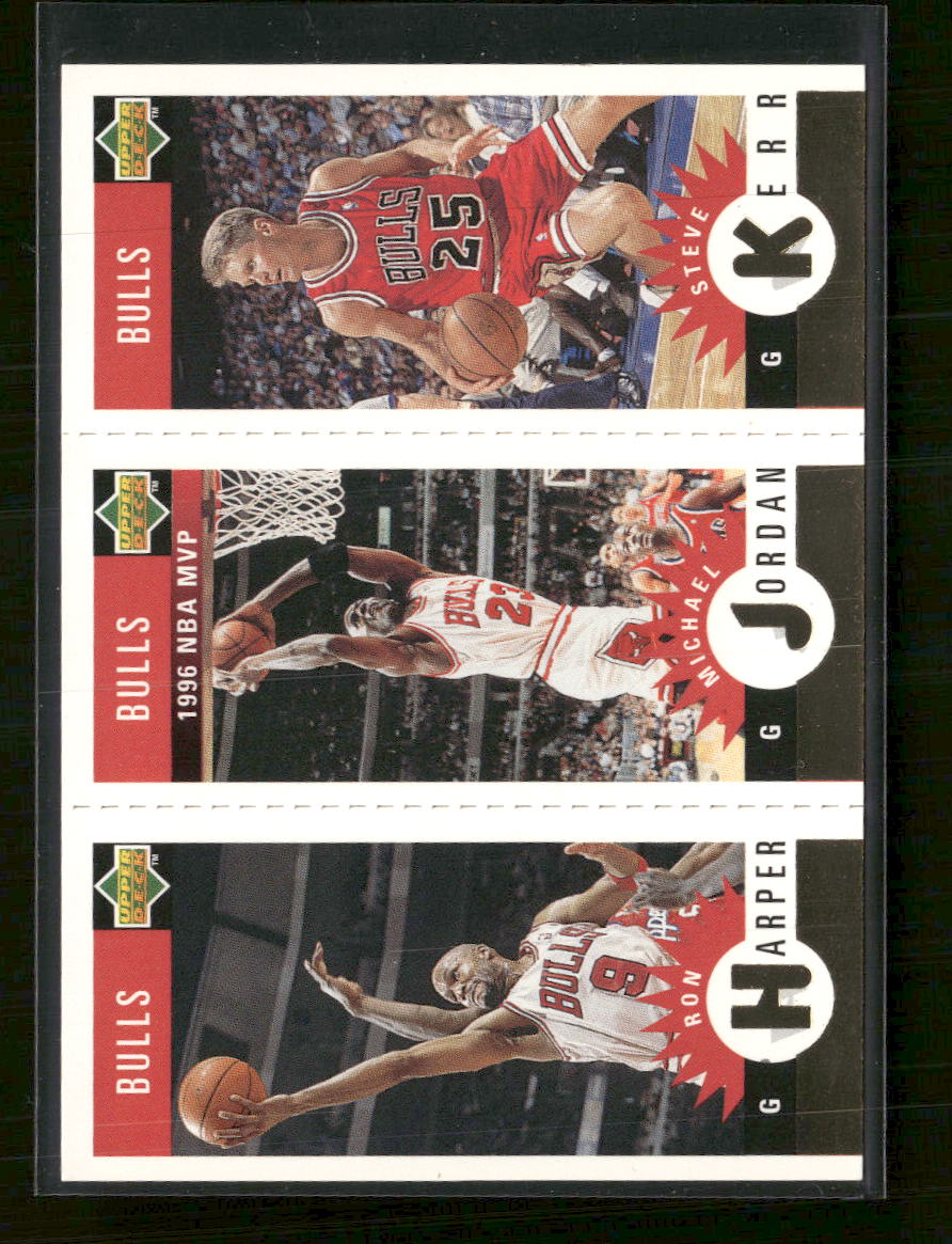 1996-97 Collector's Choice R Harper, M Jordan, S Kerr, Mini-Cards Gold #B1 - Golden Apple Comics