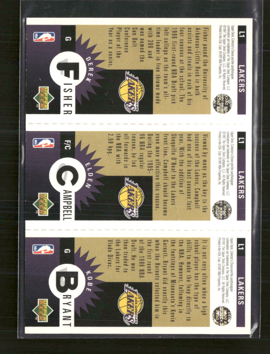 1996-97 Collector's Choice Lakers K Bryant, E Campbell, D Fisher #L1 - Golden Apple Comics