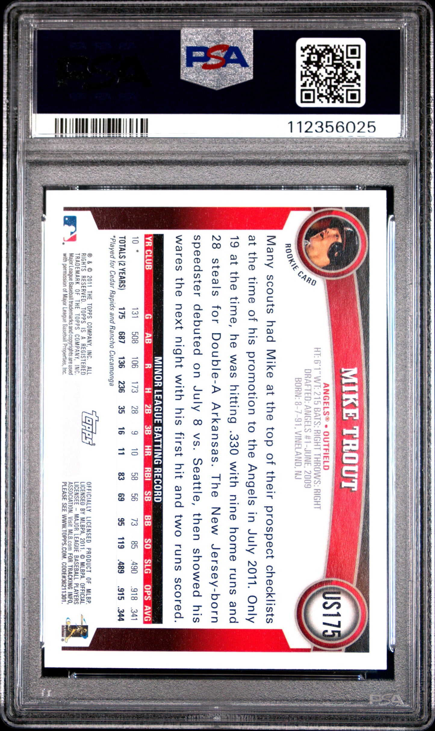 2011 Topps Update Mike Trout Rookie PSA 10 #US175 - Golden Apple Comics