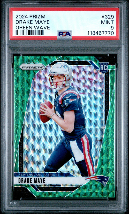 2024 Panini Prizm Green Wave Drake Maye 9 PSA #329 - Golden Apple Comics