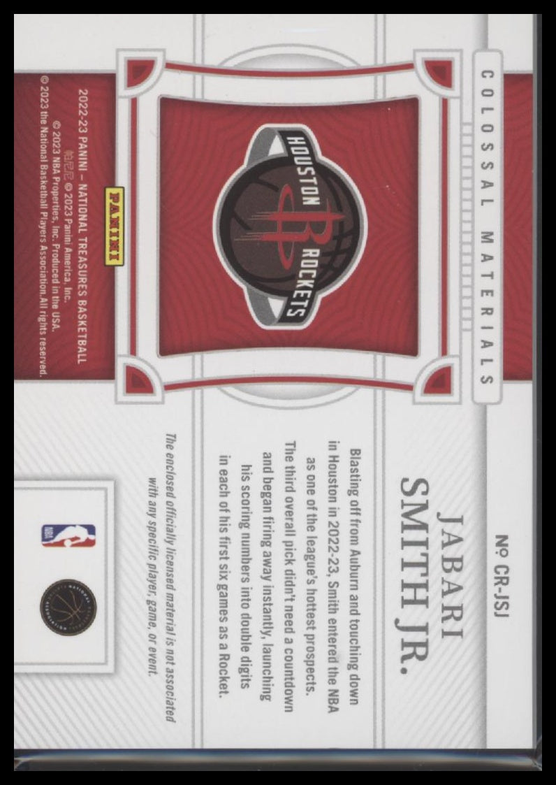 2022-23 Panini N. T. Colossal Rookie Materials Jabari Smith Jr. #/99 #CR-JSJ - Golden Apple Comics
