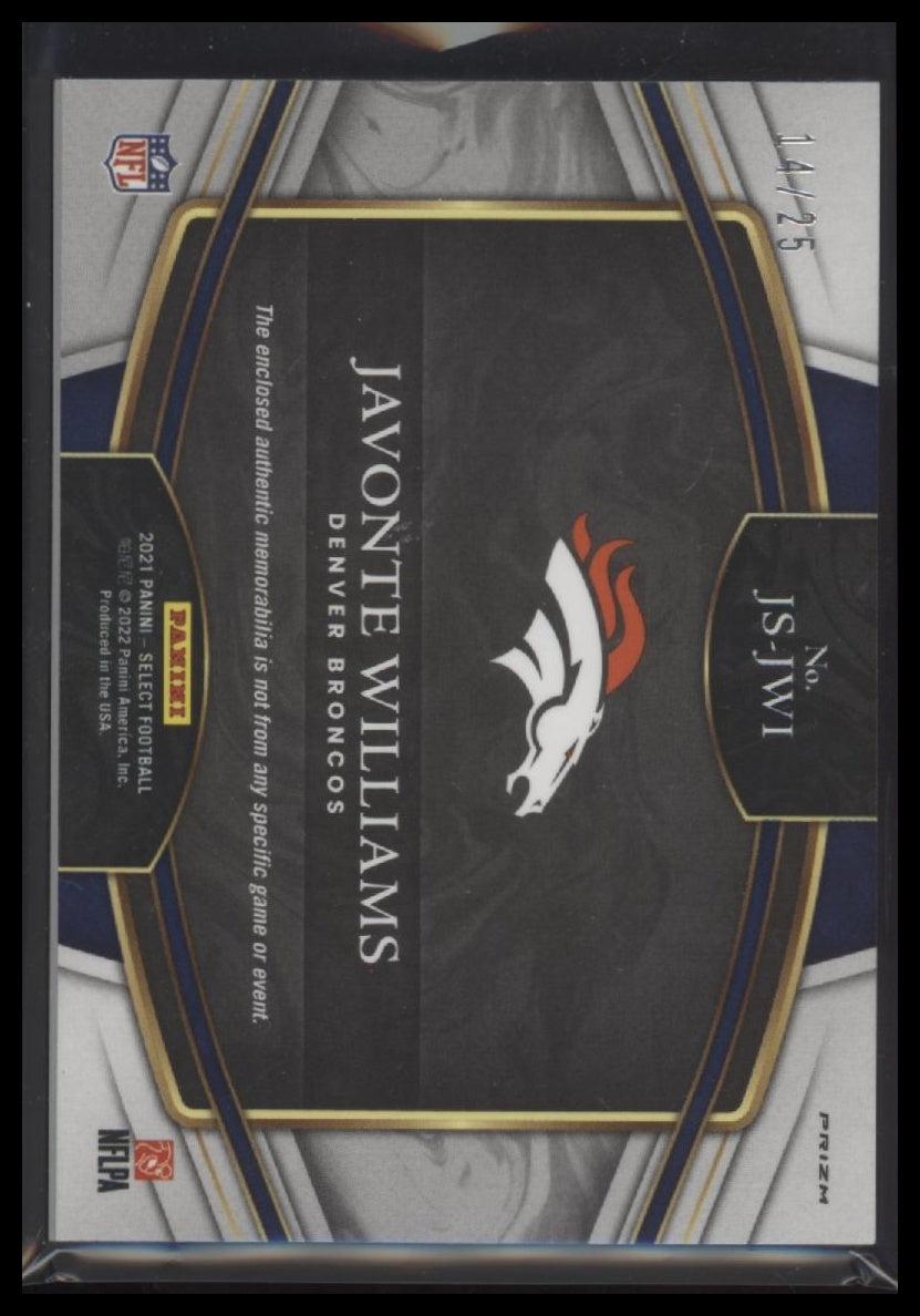 2021 Panini Select Rookie Swatch Tie-Dye Prizm Javonte Williams #/25 #JS-JWI - Golden Apple Comics