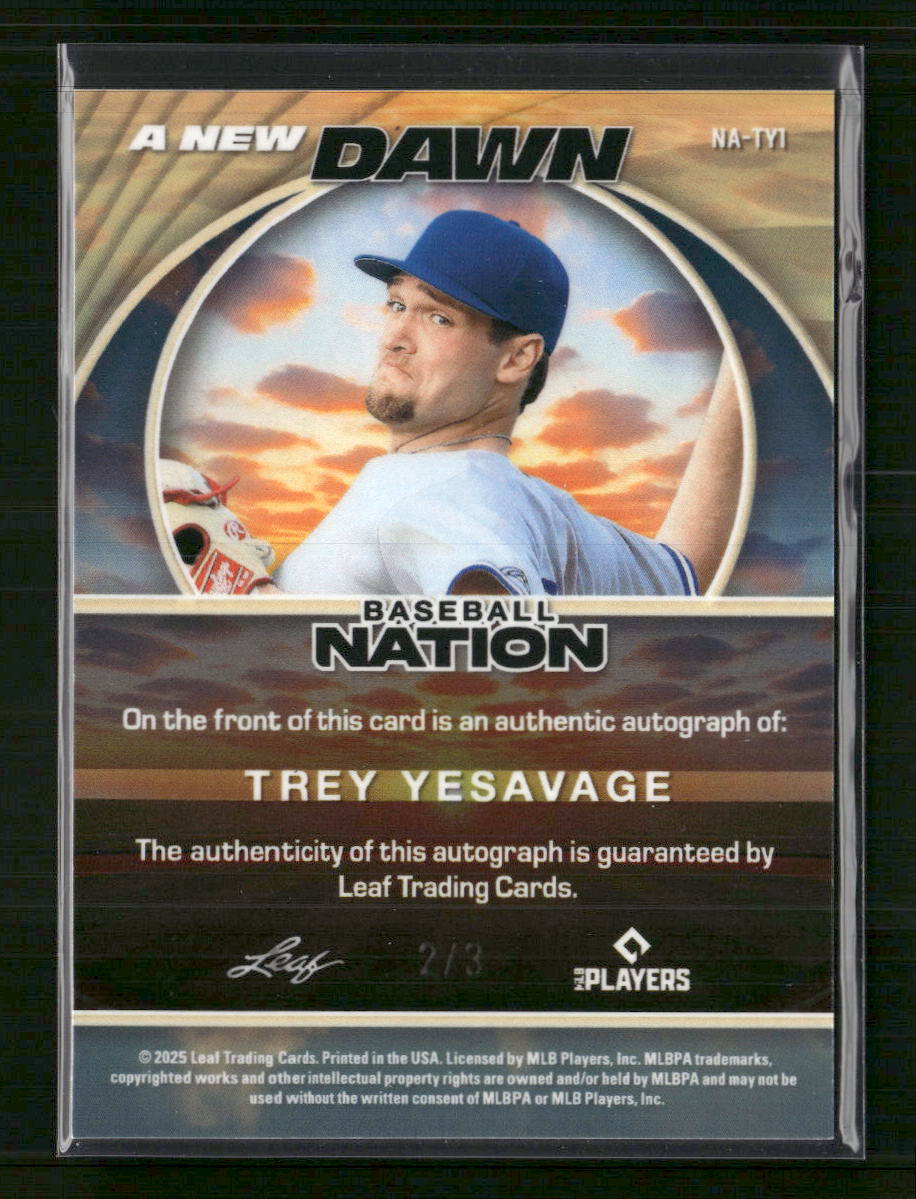 2025 Leaf Nation A New Dawn Auto Lava Blue #/3 Trey Yesavage #NA-TY1 - Golden Apple Comics