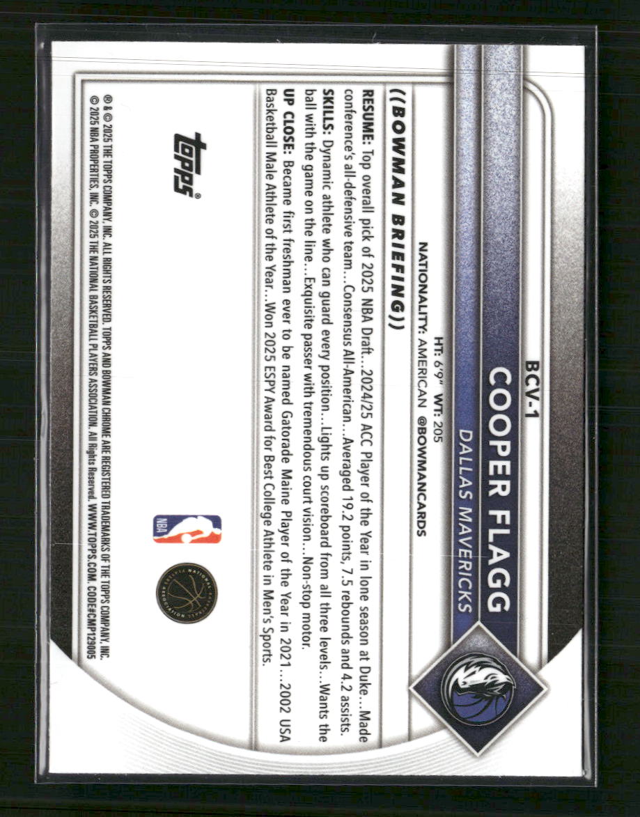 2025-26 Bowman Chrome Cooper Flagg #BCV-1 - Golden Apple Comics